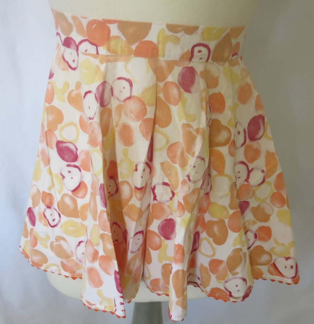 VINTAGE 1950/1960 Half Apron Handmade Apple Lemon Pocket Ric Rac Farm Cottage